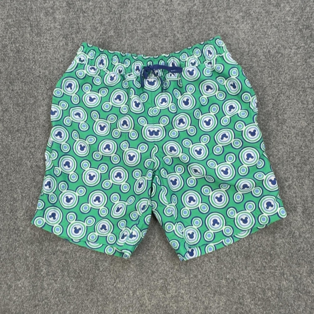 Disney Hanna Andersson Swim Shorts Boys S Green Mickey Mouse Lined Elastic Waist